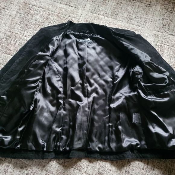 Pamela McCoy Black Genuine‎ Suede Leather Business Casual Blazer Jacket Size 6 - Picture 5 of 14